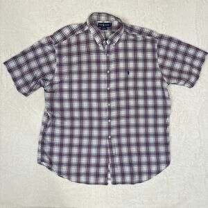 Ralph Lauren Blake Plaid Short Sleeve Button Down Shirt Size XXL Casual Cotton